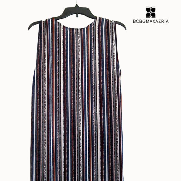 BCBGMAXARZRIA NEW TARA Stripe Cascading Ruffles Sleeveless Hi Lo Maxi Dress M - Picture 10 of 12